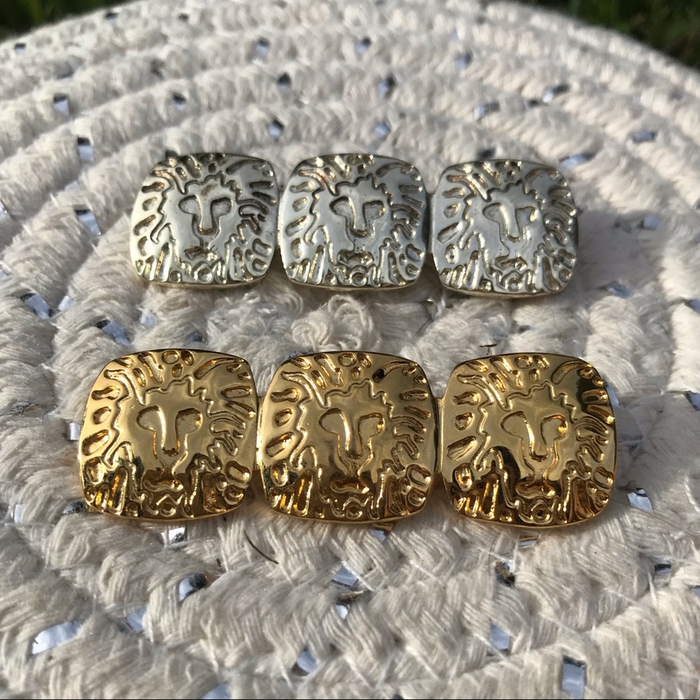 Vintage Anne Klein Gold & Silver Tone Brooch Set